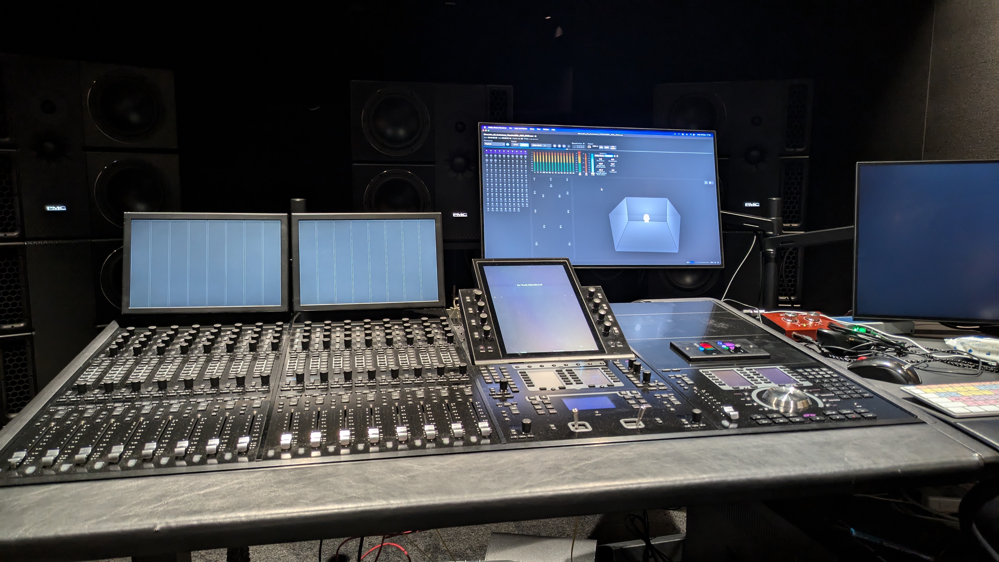 Mixing board in Dolby Atmos Studio London